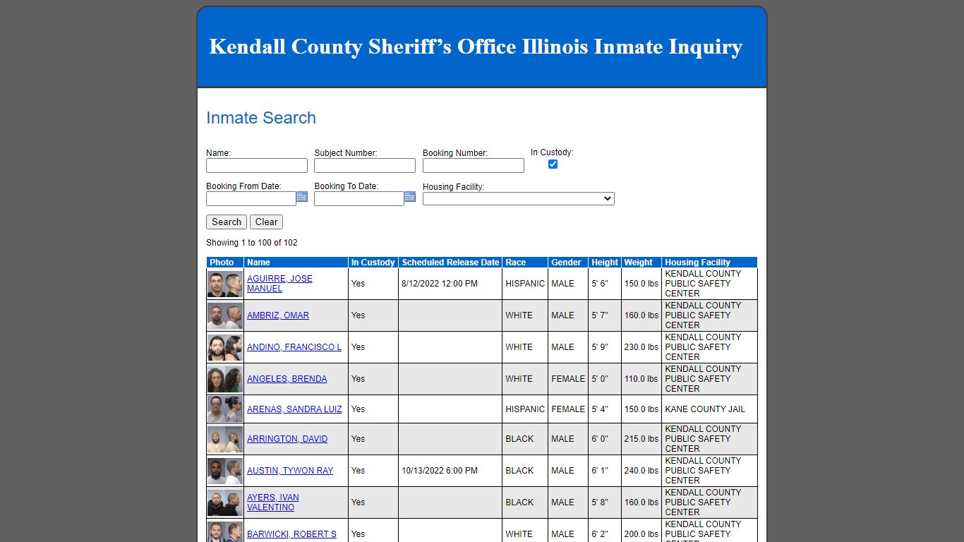 Inmate Search